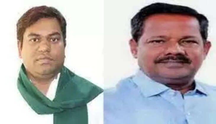 अजय निषाद और मंत्री मुकेश सहनी 