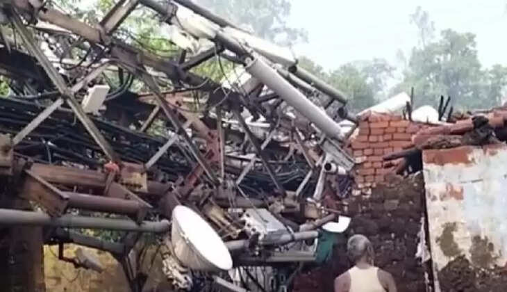 क्षतिग्रस्त मोबाइल टावर 