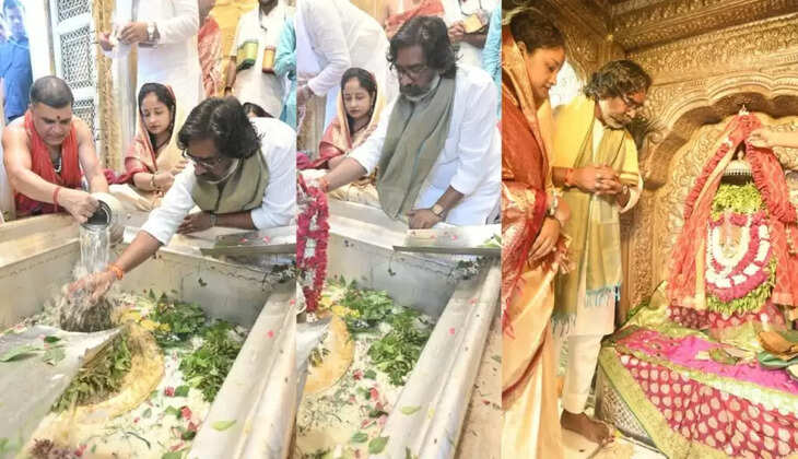 बाबा विश्वनाथ के दर्शन कर हेमंत और कल्पना ने वाराणसी की गलियों का लिया आनंद