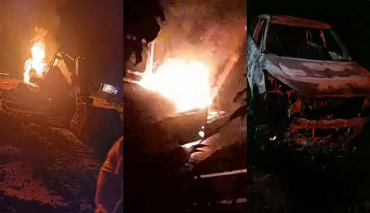 Ranchi: नक्सलियों जमकर मचाया उत्पात, रेलवे पुल निर्माण लगे चार वाहनों को फूंका