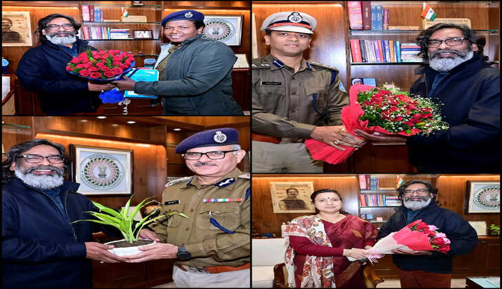मुख्यमंत्री हेमन्त सोरेन से होमगार्ड और पुलिस अधिकारियों की मुलाकात, नव वर्ष की शुभकामनाएं दीं